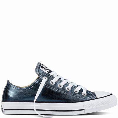 Converse Chuck Taylor All Star Metallic Canvas Low Tops Mens - Blue/White/Black Shoes (881MFZWH)